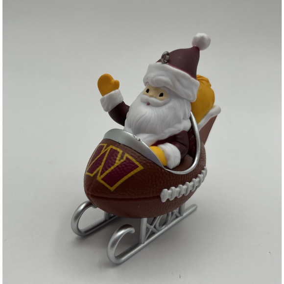 Hallmark Washington Commanders Santa Christmas Ornament Football Sleigh - Picture 1 of 6